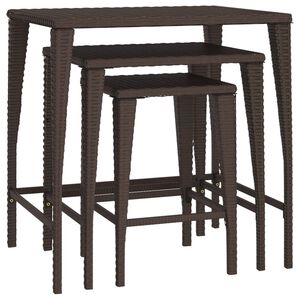 vidaXL Garden Nesting Tables 3 pcs Brown Poly Rattan