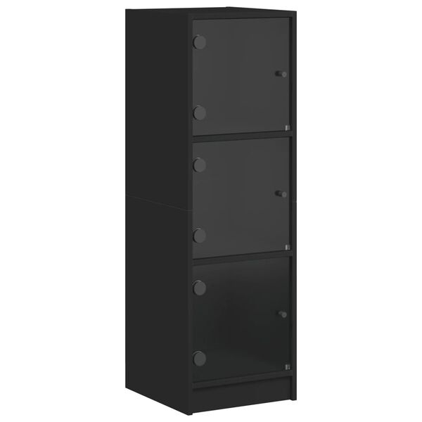 vidaXL Highboard with Glass Doors Black 35x37x109 cm