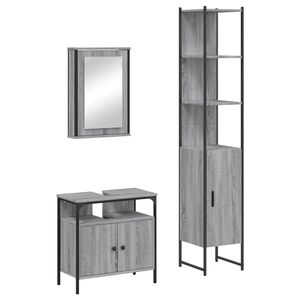 vidaXL 3 Piece Bathroom Furniture Set Grey Sonoma Engineered Wood