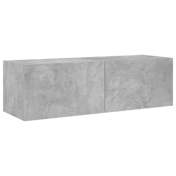 vidaXL TV Wall Cabinet with LED Lights Concrete Grey 100x35x31 cm