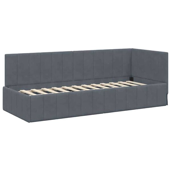 vidaXL Corner Bed Frame with Headboard Dark Grey 80 cm x 200 cm Velvet