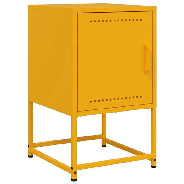 vidaXL Bedside Cabinet Mustard Yellow 36x39x60.5 cm Steel