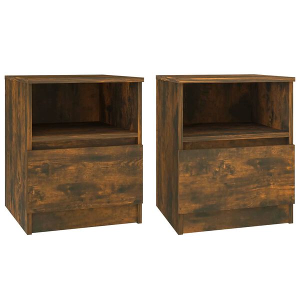 vidaXL Bedside Cabinets 2 pcs Smoked Oak 40x40x50 cm Engineered Wood