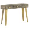vidaXL Console Table Solid Mango Wood Grey with Brass 110x35x76 cm