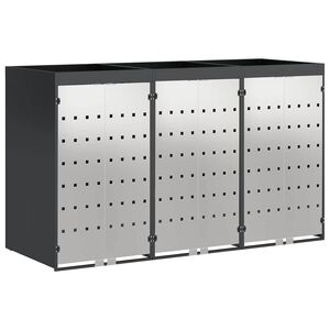 vidaXL Wheelie Bin Storage for 3 Bins Stainless Steel Anthracite