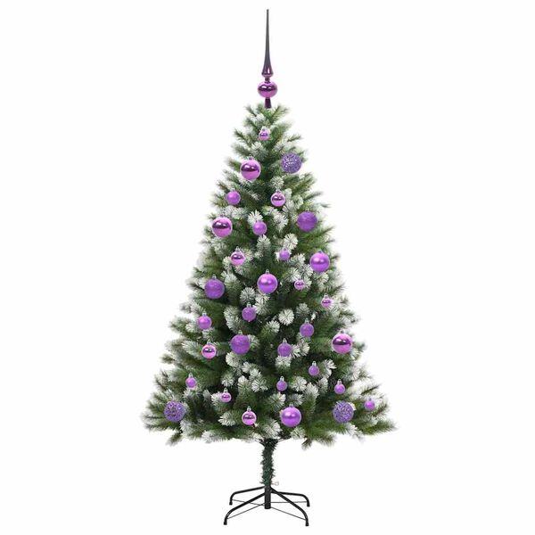 vidaXL Artificial Hinged Christmas Tree with Flocked Snow 120 cm