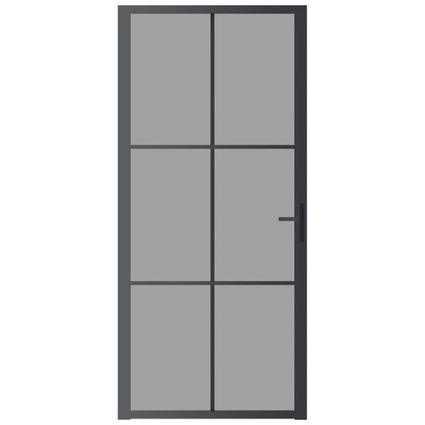 vidaXL Interior Door 93x201.5 cm Black ESG Glass and Aluminium