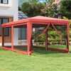 vidaXL Party Tent with 6 Mesh Sidewalls Red 3x6 m HDPE