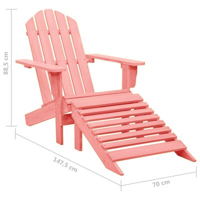 vidaXL Garden Adirondack Chair with Ottoman Solid Fir Wood Pink