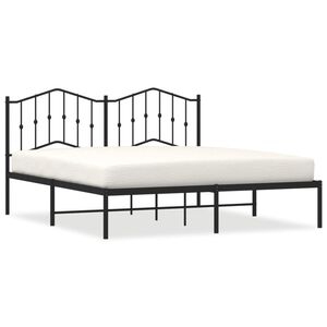 vidaXL Metal Bed Frame without Mattress with Headboard Black 180x200cm
