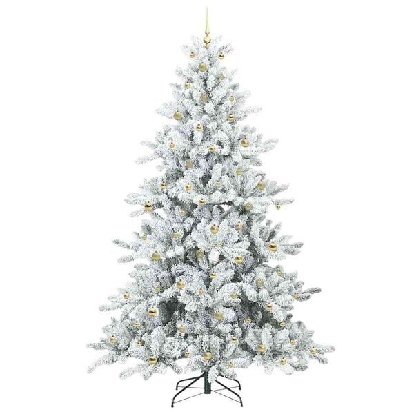 vidaXL Artificial Hinged Christmas Tree White 240 cm PVC and Steel