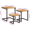 vidaXL Nesting Coffee Tables 3 pcs Solid Wood Mango and Iron