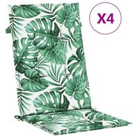 vidaXL Highback Chair Cushions 4 pcs Leaf Pattern Fabric
