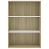 vidaXL 3-Tier Book Cabinet White and Sonoma Oak 80x30x114 cm Engineered Wood