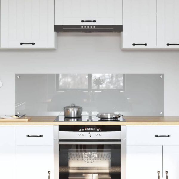 vidaXL Kitchen Backsplash 2 pcs Light Grey 70 x 40 cm Tempered Glass
