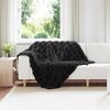 vidaXL Faux Rabbit Fur Blanket 4 pcs Black 130 x 150 cm Polyester