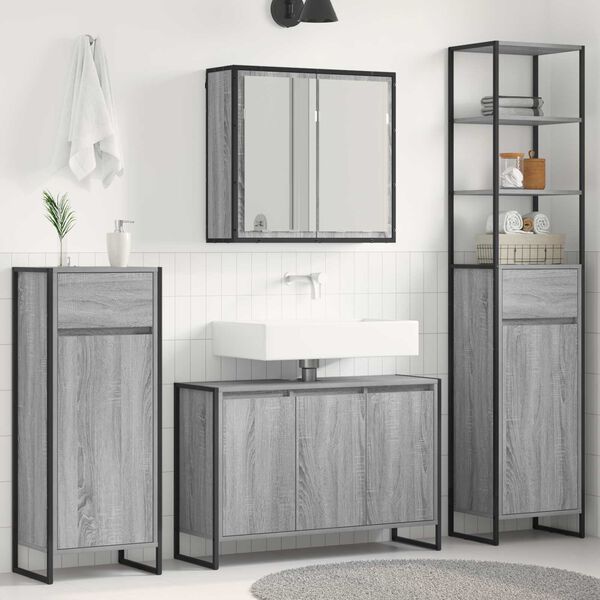 vidaXL Bathroom Furniture Set with Drawer Grey Sonoma Engineered Wood