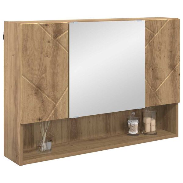 vidaXL Mirror Cabinet Artisan Oak 80 x 17 x 55 cm Engineered Wood