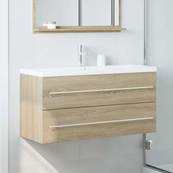 vidaXL Sink Cabinet Sonoma Oak 100x38.5x48 cm Engineered Wood