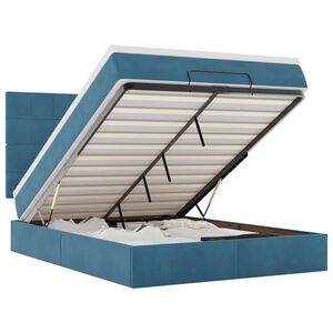 vidaXL Ottoman Bed with Mattresses Dark Blue 140x190cm Velvet