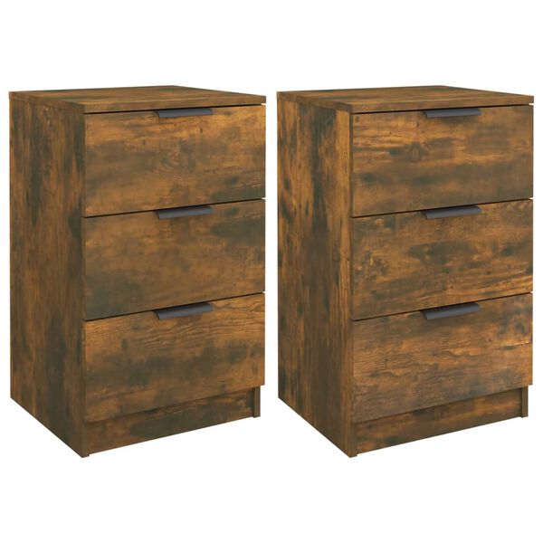 vidaXL Bedside Cabinets 2 pcs Smoked Oak 40x36x65 cm