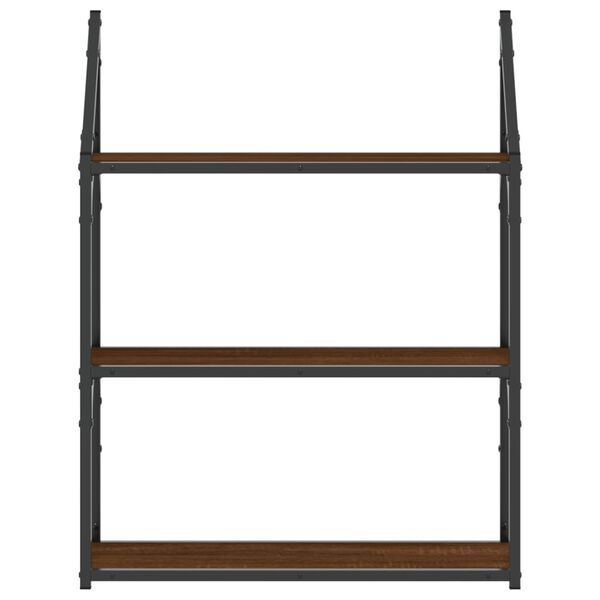 vidaXL 3-Tier Wall Shelf Brown Oak 60x21x78.5 cm Engineered Wood