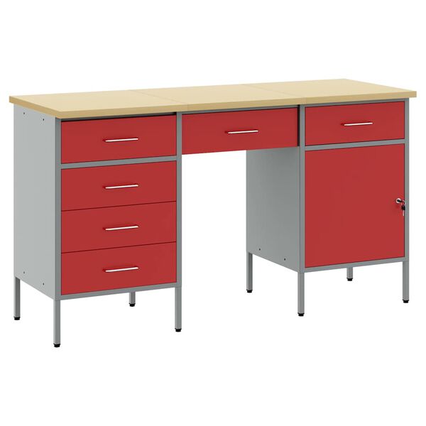 vidaXL Work Cabinet with Drawer with Lock 3 pcs Red 150 x 55 x 85 cm