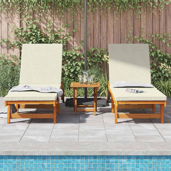 vidaXL Sun Lounger Reclining 2-person 3 pcs Brown Solid Acacia Wood