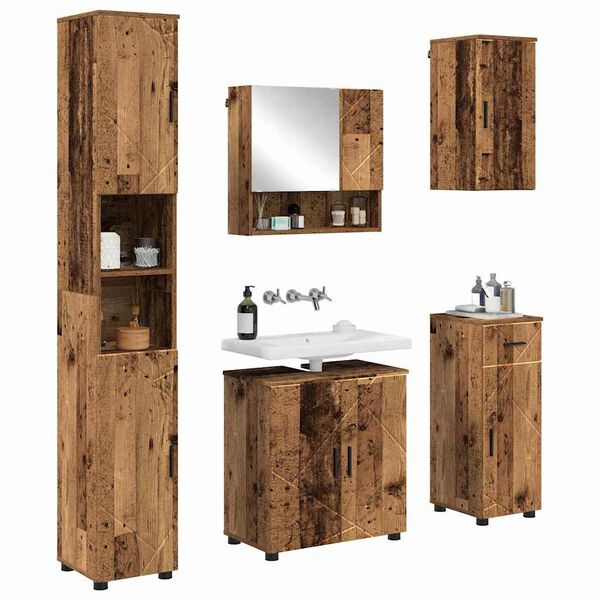 vidaXL Bathroom Furniture Set 5 pcs Old Wood Engineered wood & Metal
