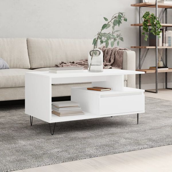 vidaXL Coffee Table White 90x49x45 cm Engineered Wood