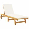 vidaXL Sun Lounger Reclining Cream White Solid Acacia Wood