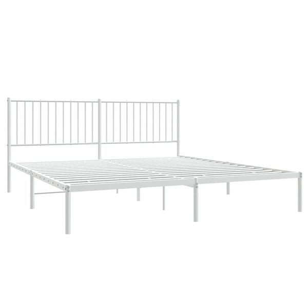 vidaXL Metal Bed Frame without Mattress with Headboard White 183x213cm