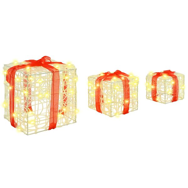 vidaXL Gift Box with 60 LEDs 3 pcs Warm white 20 x 20 x 20 cm Acrylic