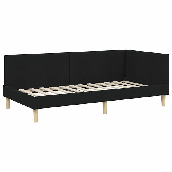 vidaXL Corner Bed Frame with Headboard Black 100 cm x 200 cm Velvet