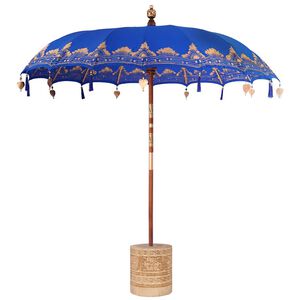 vidaXL Balinese Parasol with Base Blue 215 x 215 x 260 cm