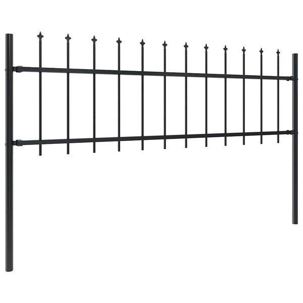 vidaXL Garden Fence with Spear Top Steel 1781.5x60 cm Black
