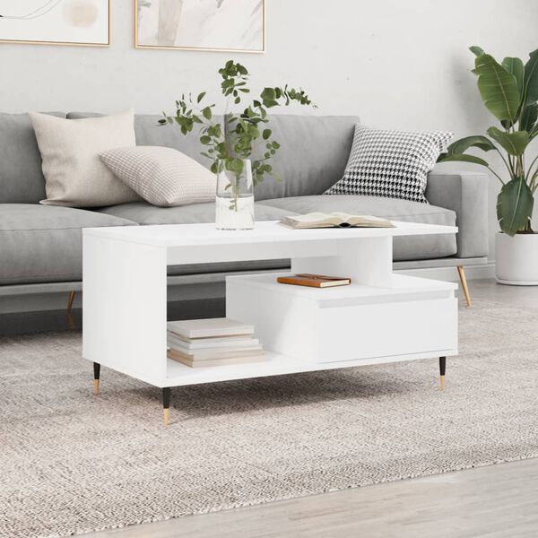 vidaXL Coffee Table White 90x49x45 cm Engineered Wood