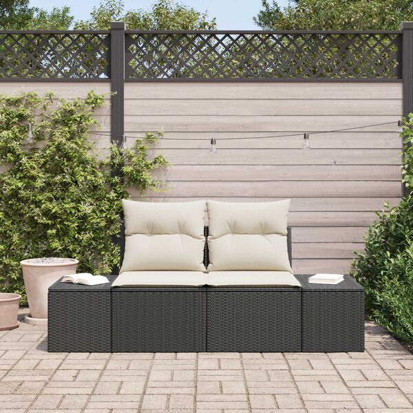 vidaXL Garden Sofa Black 123 x 62 x 69cm Poly Rattan