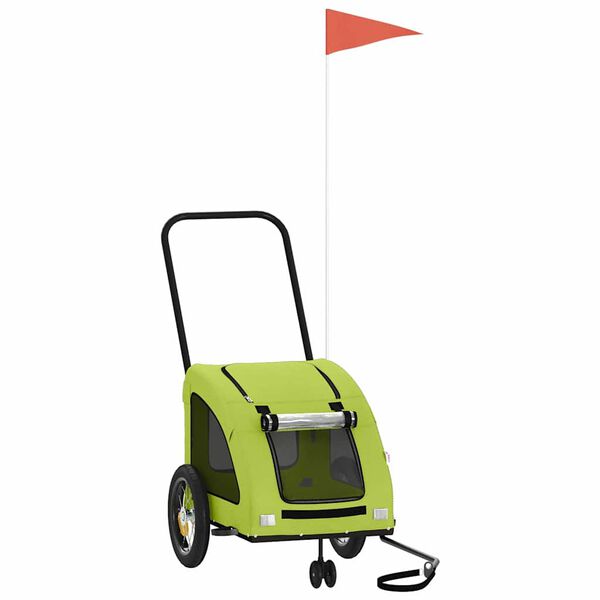 vidaXL Pet Bike Trailer Green Oxford Fabric and Iron