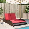 vidaXL Sun Lounger with Cushions Brown 114x205x73 cm Poly Rattan