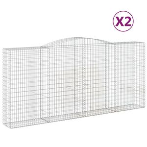 vidaXL Arched Gabion Baskets 2 pcs 400x50x180/200 cm Galvanised Iron