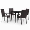 vidaXL 5 Piece Garden Dining Set Brown and Black