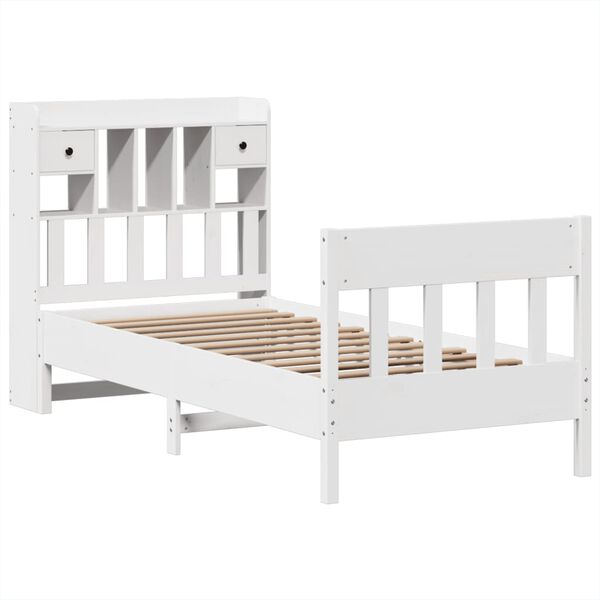 vidaXL Bed Frame without Mattress White 75x190 cm Small Single Solid Wood Pine