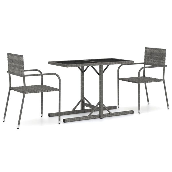 vidaXL 3 Piece Garden Dining Set Grey