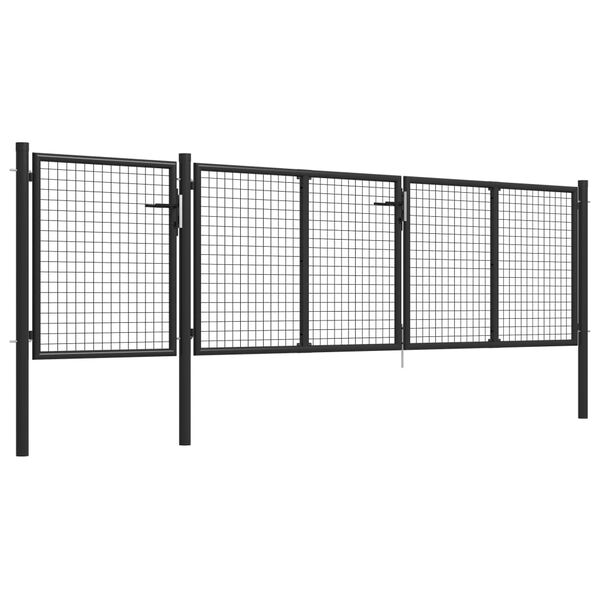 vidaXL Garden Gate Steel 400x100 cm Anthracite