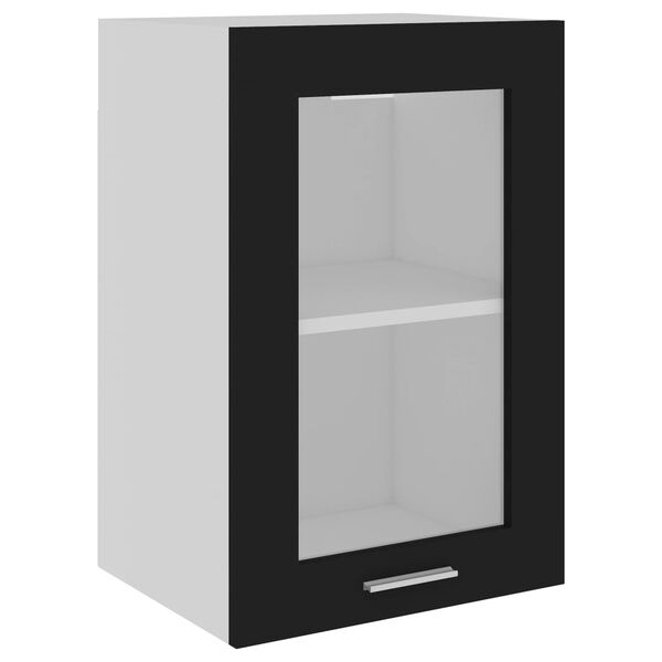 vidaXL Hanging Glass Cabinet Lyon Black 40x31x60 cm Engineered Wood