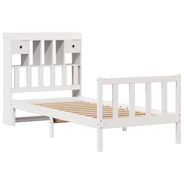 vidaXL Bookcase Bed without Mattress White 75x190 cm Small Single Solid Wood Pine