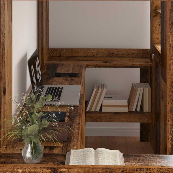 vidaXL Loft Bed Frame with Desk Old Wood 90 x 200 cm Engineered Wood