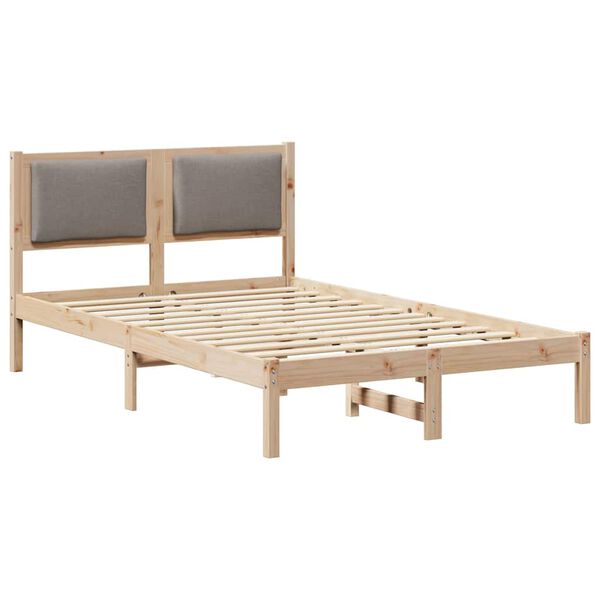 vidaXL Bed Frame with Headboard Taupe 120 x 200 cm Solid Pine Wood