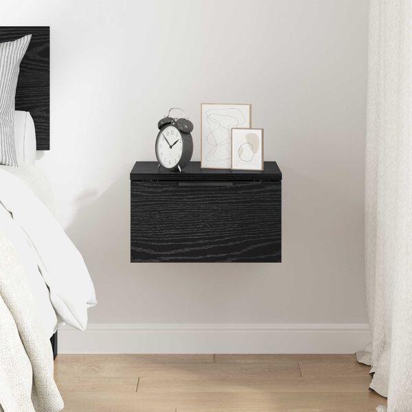 vidaXL Bedside Cabinet Black Oak 34 x 30 x 20 cm Engineered Wood